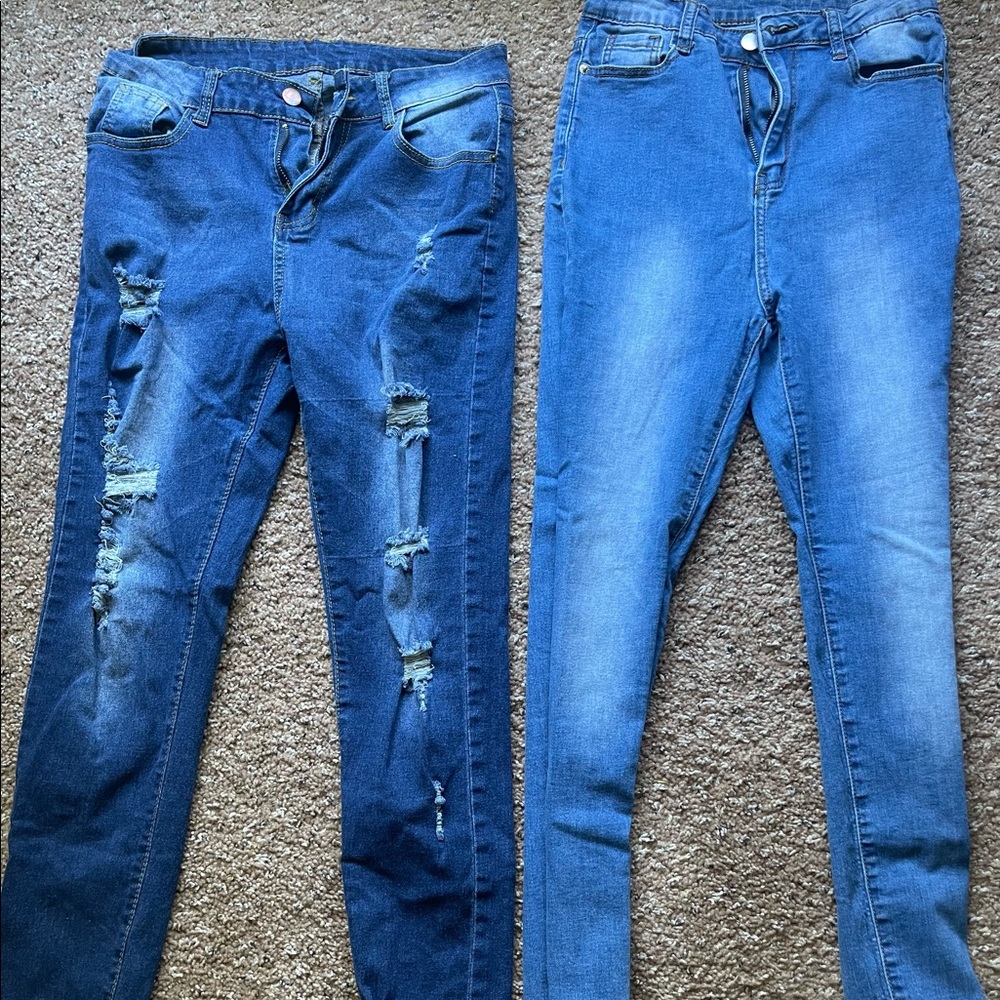 Both medium, skinny jeans.